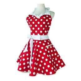 SKAP075 manufacture retro apron with one-piece dress, design retro apron with lace and polka dots, retro apron center, baking, beauty salon, coffee shop SKAP075 manufacture retro apron with one-piece dress, design retro apron with lace and polka dots, retro apron center, baking, beauty salon, coffee shop